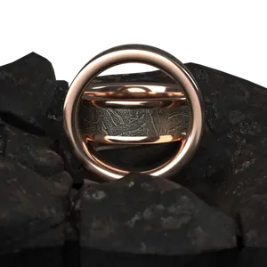 Men's meteorite rose gold ring- solid meteorite men’s ring
