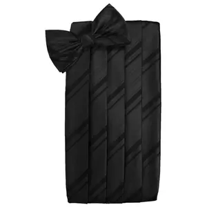 Black Striped Satin Cummerbund