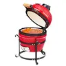 Karlhome 13" Round Portable Ceramic Kamado Charcoal Grill - Outdoor Cooking Equipment with Thermometer, 39lb Weight, Heat Retention for Grilling Outdoor Cooking, Lump Charcoal Compatibility, Bake Function for Camping BBQ