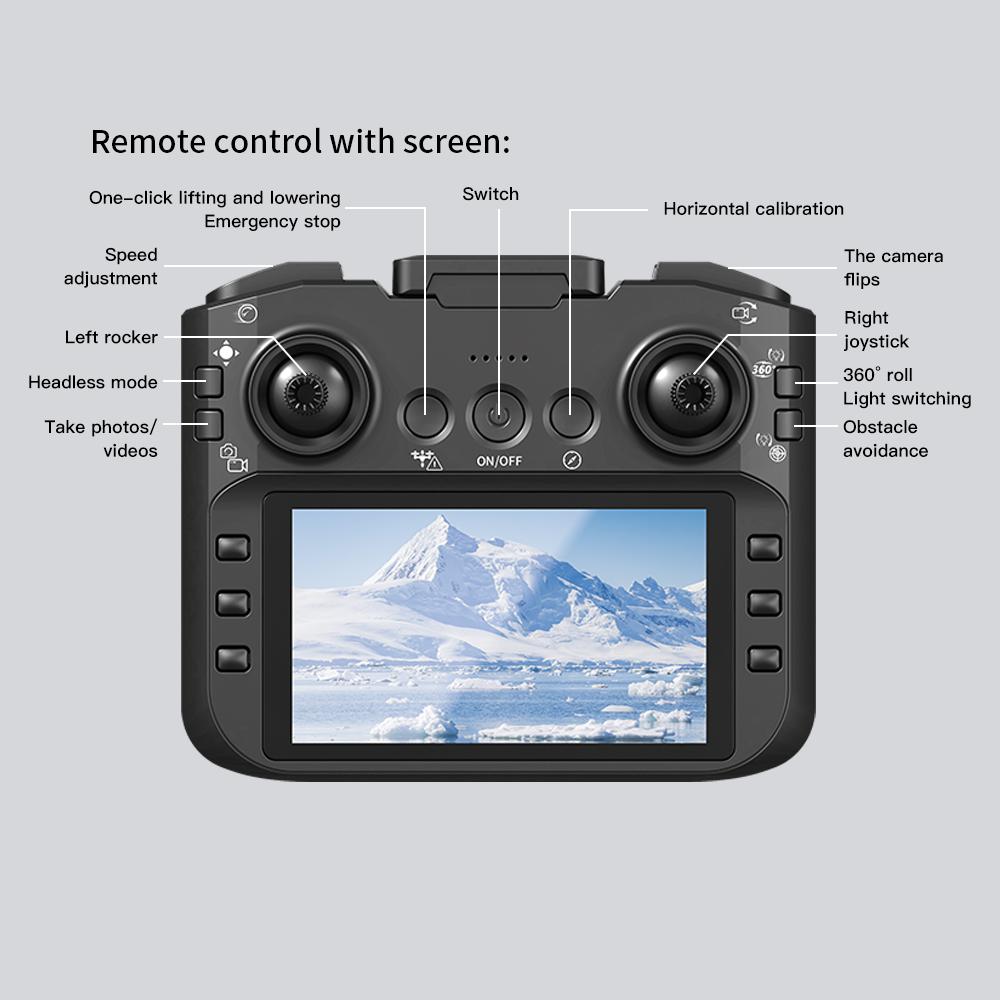 8K  Dual Camera Drone for Beginners, 2000m (6562ft) Long Range, Large Remote Screen & Body LCD Display, Brushless Motor Quadcopter with Optical Flow Stability, 2 Batteries