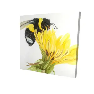 212 MAIN Artistic High-Def Print Wall Artwork - 24x24 in Little Bumblebee on Dandelion Nature Scene, Modern Minimalist Home Decor Products, Indoor Decoration, Ideal Gift for Home Supplies Enthusiasts