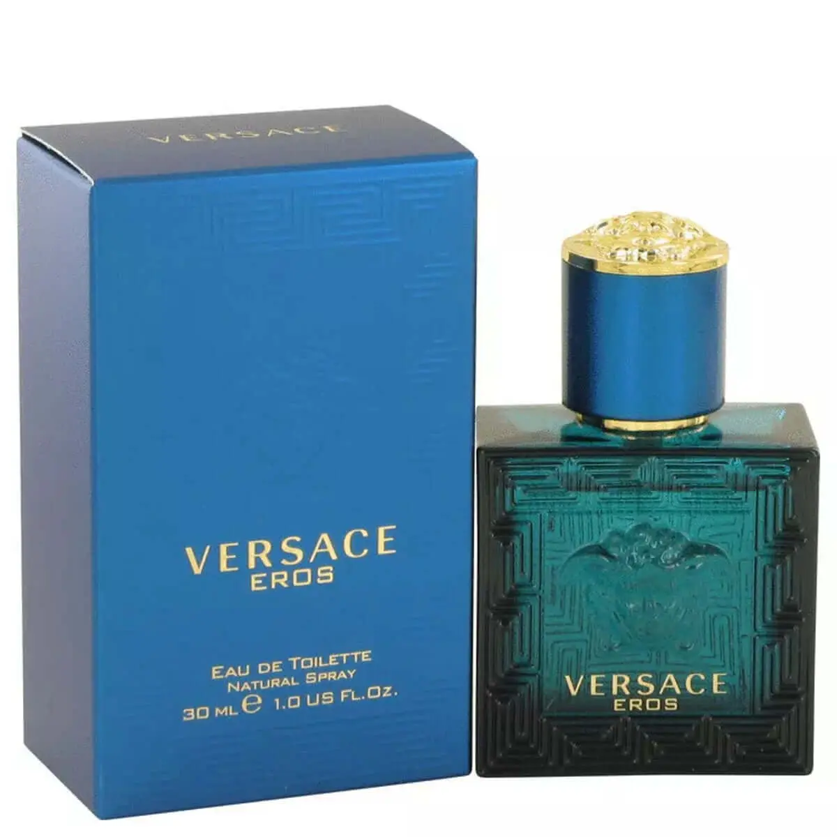 VERSACE Eros Eau de Toilette for Men, Minty Fresh Cologne with Notes of Italian Lemon & Tonka Beans, Bold Confident Scent, 1.0 fl oz
