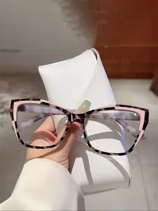 Unisex Fashion Vintage Cat-Eye Glasses, Casual Leopard Pattern, Plastic Frame, All Seasons, Street Style Accessories, Leopard Pattern Eyeglasses