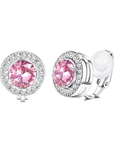 2 Pcs Clip on Earrings for Women Stud Earring Jewelry Lightweight Clip on Rhinestone Non Pierced Clip Earrings Crystal Wedding Formal Earring Birthstone Earring (With Box)