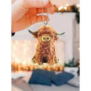 Cute Cartoon Cow Acrylic Pendant, Car Rearview Mirror Pendant, Exquisite Bag Pendant, Keychain Decoration, Home Decoration, Holiday Party Decoration