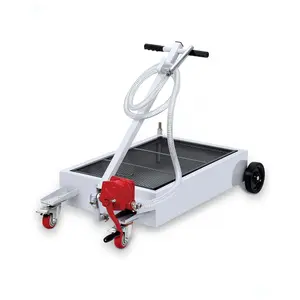 Oil Drain Pan, 15 gal Low Profile Oil Drain Pan, Oil Change Pan with 8 ft Hose & Folding Handle, Rolling Oil Drain Cart for Cars, Trucks, Buses, RVs