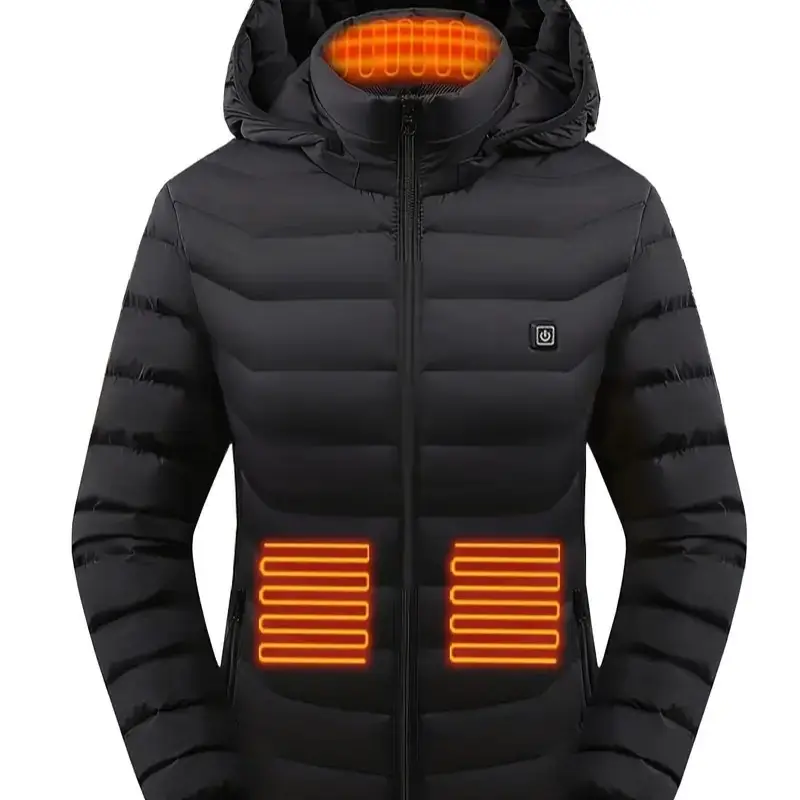 【Power Bank or Battery Pack Not included 】Unisex Heated Cotton Jacket - 9 Heating Zones, Waterproof, Rechargeable & Machine Washable, Winter Warm Oute