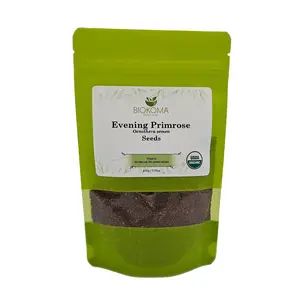 Biokoma Pure and Organic Evening Primrose Seeds 100g (3.55oz) in Resealable Moisture Proof Pouch - Herbal Tea, Kosher, No Additives, No Preservatives, Kosher
