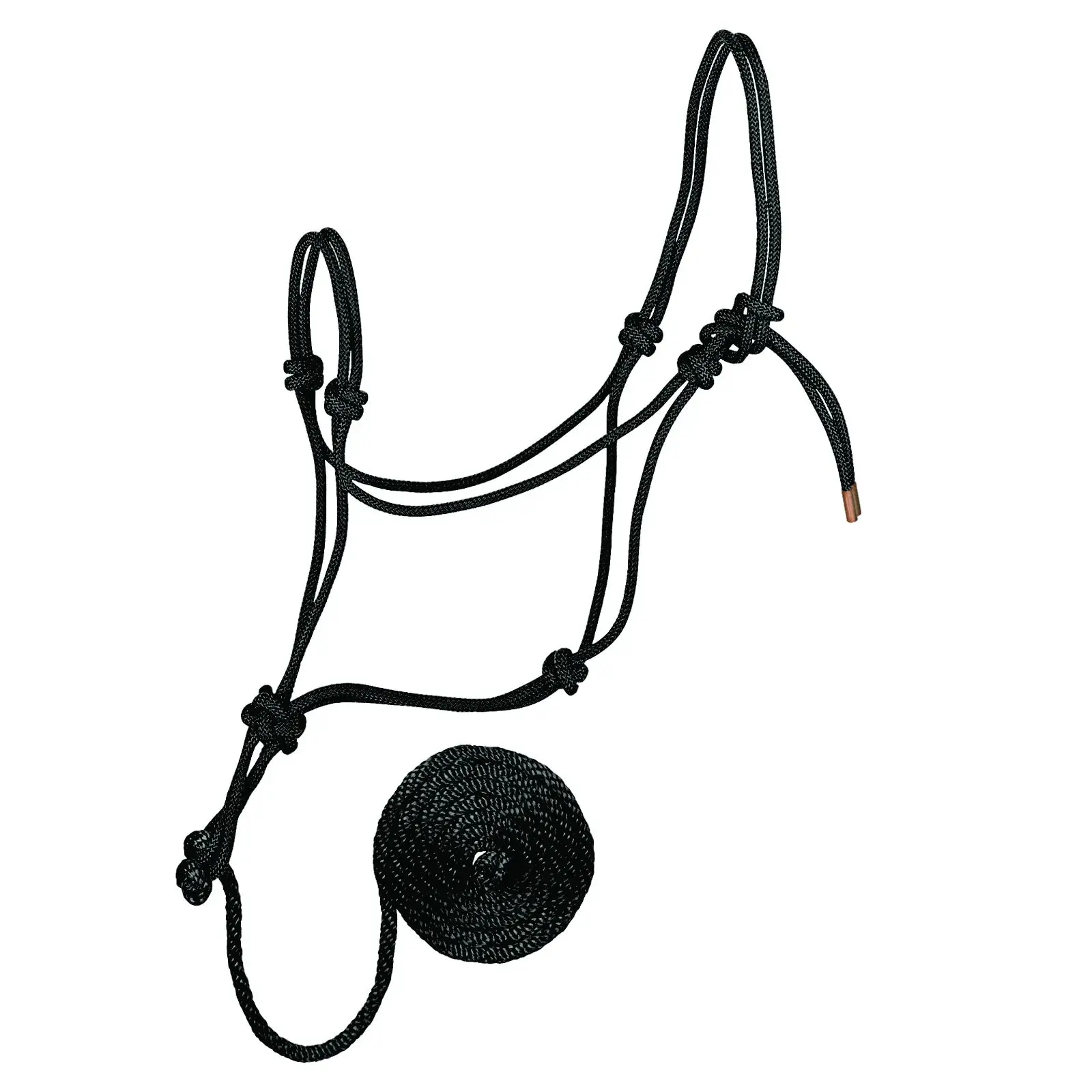 Weaver Leather Rope Halter with 10' Lead - No-Break Design Black