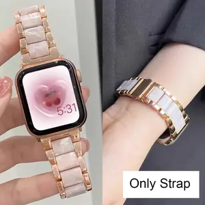 Metal Resin Band for Apple Watch Series 11/10/9/8/7/se/6/5/4, Dual Color Strap for Iwatch Ultra 49mm 46mm 45mm 44mm 42mm 41mm 40mm Smart Watch Accessories, Smart Watch Straps Smartwatch Strap