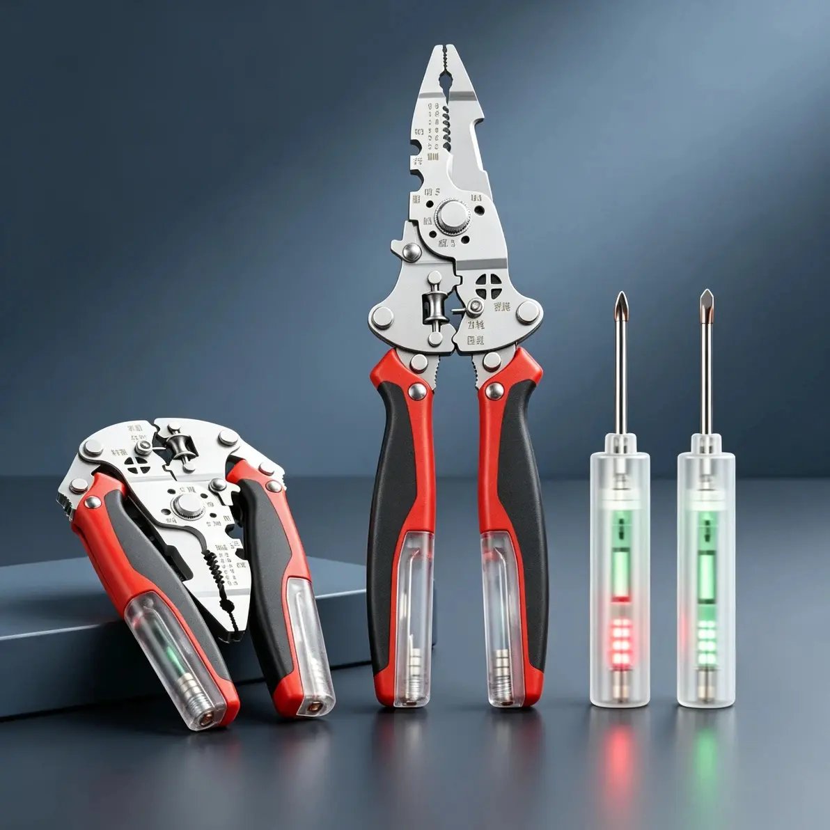 10-Inch (250mm) Industrial Grade High Leverage 18-in-1 Wire Stripping Tool, Professional Power Cable Cutter, Non-Contact Voltage Tester, Heavy Duty Electrical Pliers with 2 Detachable Test Pens, Wire Stripping Tools