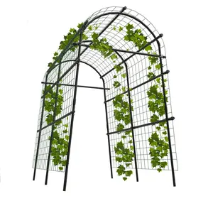 Extra Tall Metal Garden Arch Trellis – 7.5FT Adjustable Pergola Arbor with Netting – Plant Support for Climbing Plants, Vegetables, Flowers – Outdoor Decorative Arch for Raised Beds, Tool-Complimentary Setup
