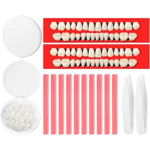 16 Pcs Dentures Repair DIY Kit Synthetic Resin False Teeth Replacement Halloween Prop Tooth Teeth for Missing Teeth Make Your Own Dentures Kit Dental Education Model