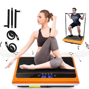 Vibration Plate Exercise Machine with Pilates Bar and Resistance Bands for Full Body Workout me rach