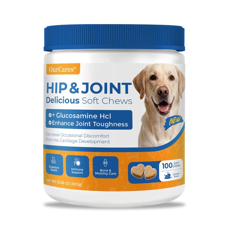OurCares  Generation 2 Hip and Joint for Dogs Glucosamine for Dogs Hip and Joint Supplement with Chondroitin MSM Vitamins C & E - Chicken Flavor 120 Soft Chews Pet Daily Chews Snacks