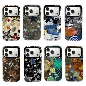 Star Collage Grunge Aesthetic Phone Case, Y2K Retro Swirl Print, Dual-Layer Shockproof Cover for iPhone 11-17 series and Samsung  S24-S26 series.Perfect for Her/Him Girly Phone Caseslovely gift