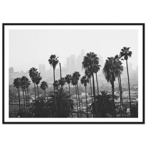 Fine Art California Print, Los Angeles Skyline with Palm Trees, Black And White Fine Art Photography Wall Decor, Room Decor, Unframed, 5 Size, 8x12 to 27x40 inch