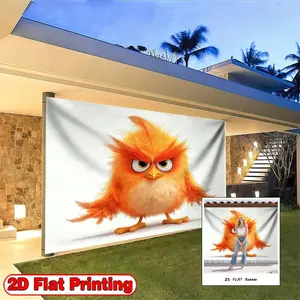 2D flat-banners-1pc Angry little yellow chicken Theme design-Suitable for birthday party decoration items, birthday gifts, front porch decorations and photo booth props, as well as outdoor festival celebration activities