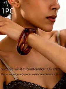 Irregular Half Transparent Design Bangle, Fashionable Jewelry for Women & Girls, Trendy All-match & Exquisite Jewelry for Birthday Gift, Elegant Minimalist Bangle