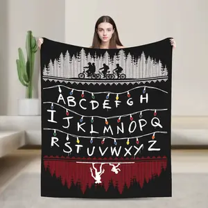 Warm Blanket Picnic Stranger Alphabet Lights Throw Blanket Bedspread For Home Decor Comfortable Sofa Bed Cover A multi-functional and beautiful blanket suitable for decoration, use and as a gift. Add some fun to your home