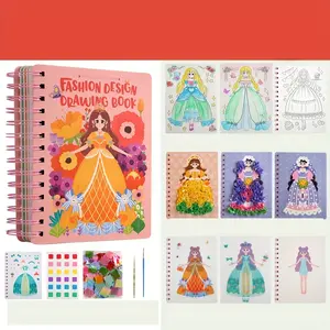 1 set, princess sticker book, magic watercolor & poke art & dress up activity DIY fabric art handmade toys, girl handmade set, children's painting kit