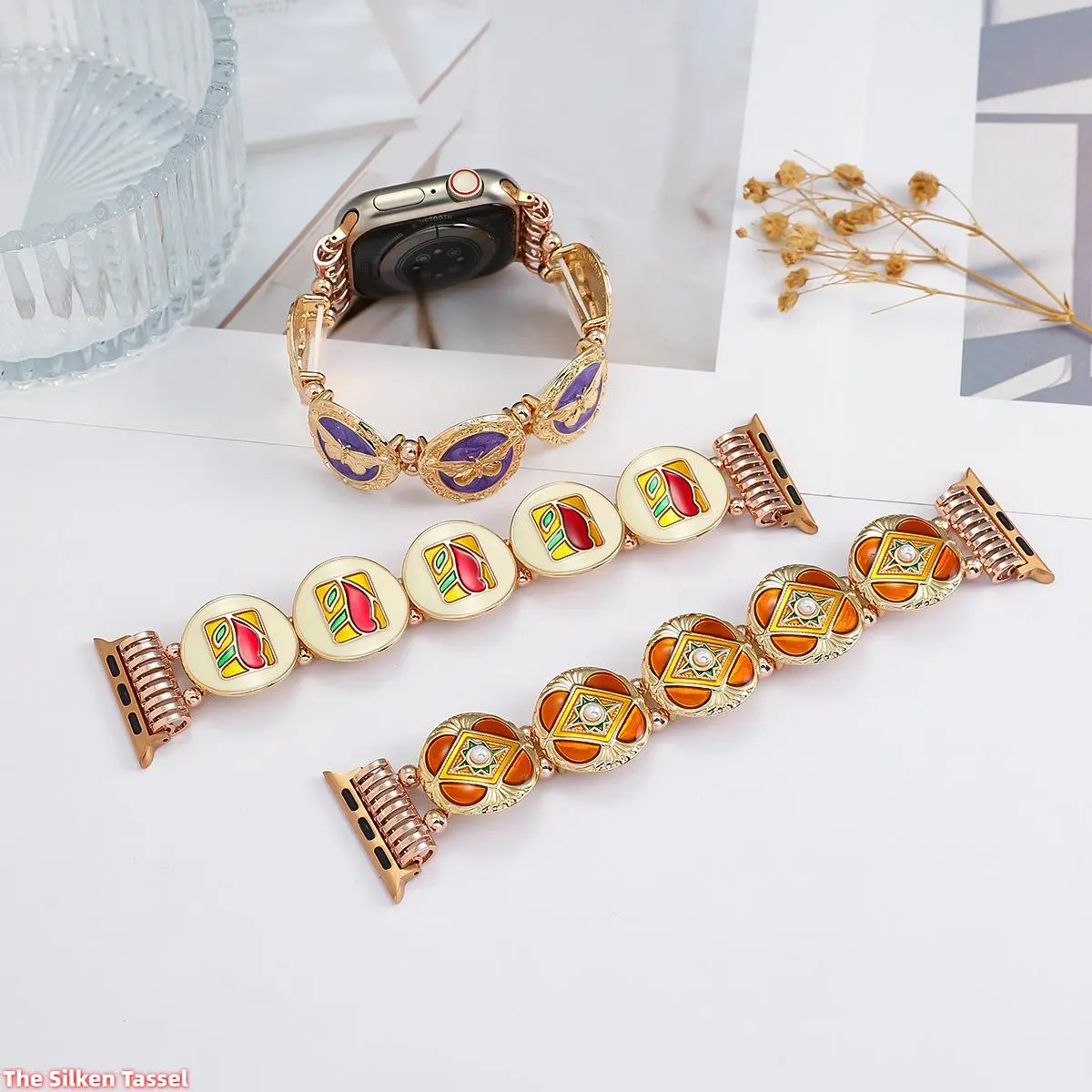 Fashion Colorful Alloy Watch Chain, Exquisite Handmade Metal Strap Fit for Apple Watch All Series for Casual Outfits and Daily Fashion Matching (No watch) tiktokshopbacktoschool