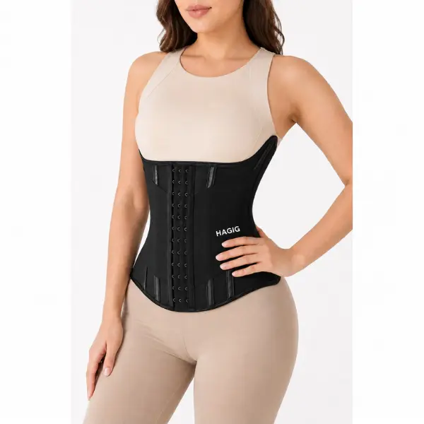 HAGIG Women's Waist Trainer Corset Shapewear Compression Belt Hook & Eye Body Shaper Black