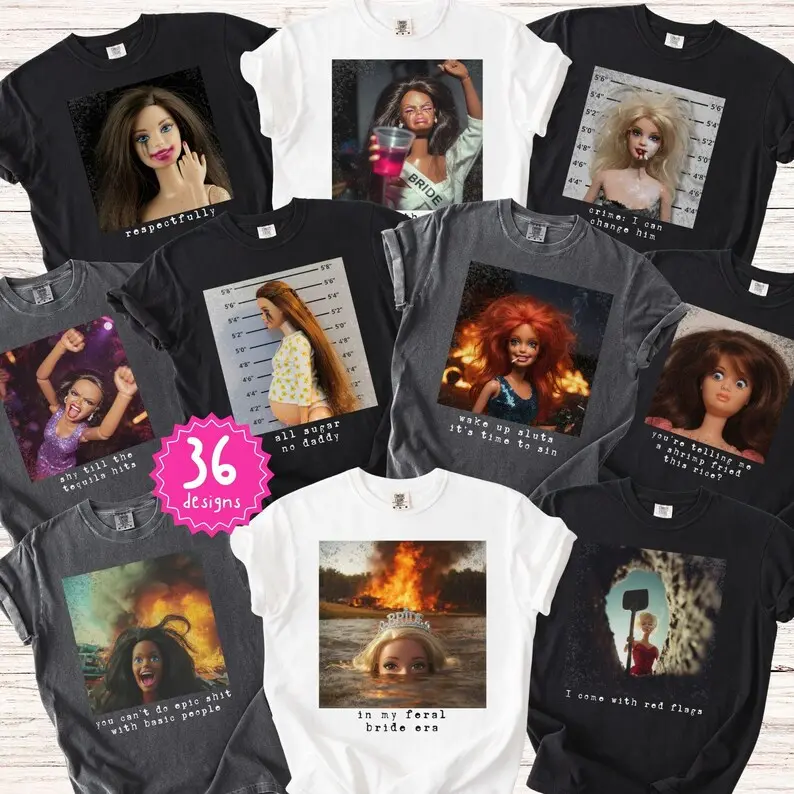 [Custom Image & Text] Comfort Colors Funny Bachelorette Party Shirt, Custom Unhinged Doll Meme Tee, Retro Girls Trip T-Shirt, Bride Squad Gift