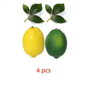 Artificial Lemon Decorations, / Lemons with Leaves, Fruit Store Display, Kitchen Table Decor, Party Decoration, DIY Food Arrangement