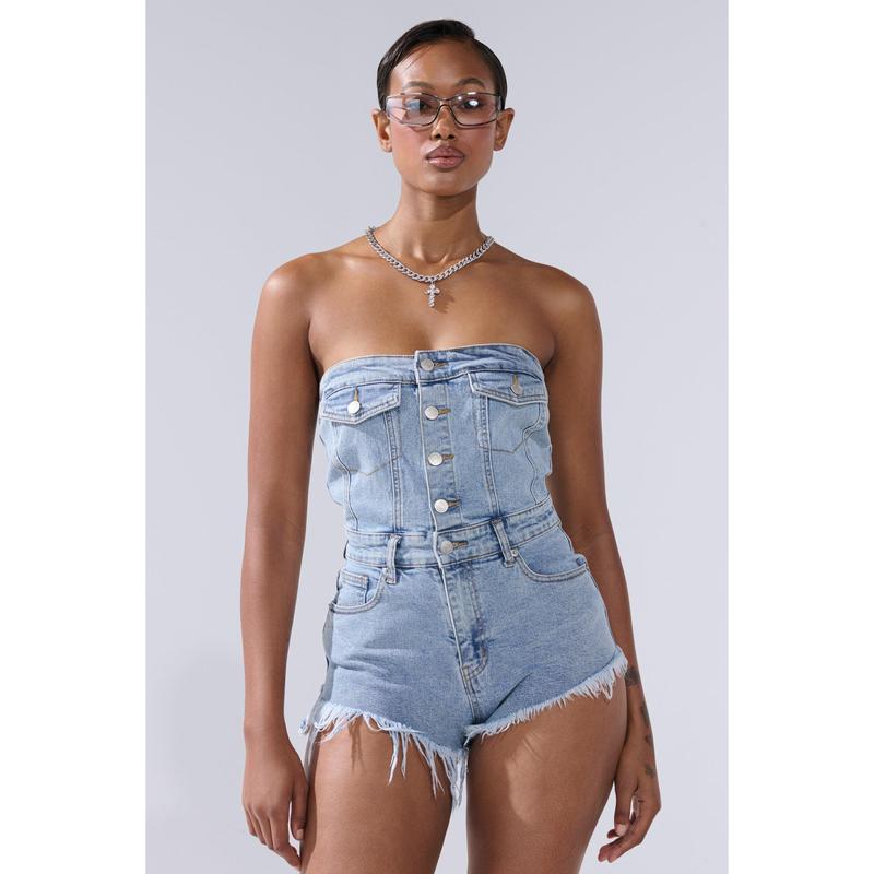 COOL IT COWBOY DENIM ROMPER
