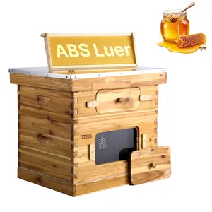 20-Frame Langstroth Outdoor Bee Hive Kit, Beeswax-Coated Fir Wood, 1 Deep + 1 Medium Bee Boxes, Transparent Acrylic Windows, Beehive Foundations for Beginners & Pro Beekeepers