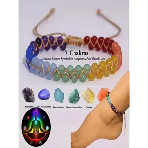 Veliora Gift S 7 Chakra Bracelet & Anklet Set for Women, Lapis Lazuli, Amethyst & Carnelian Beads, Yoga, Meditation & Energy Healing Jewelry, Happiness