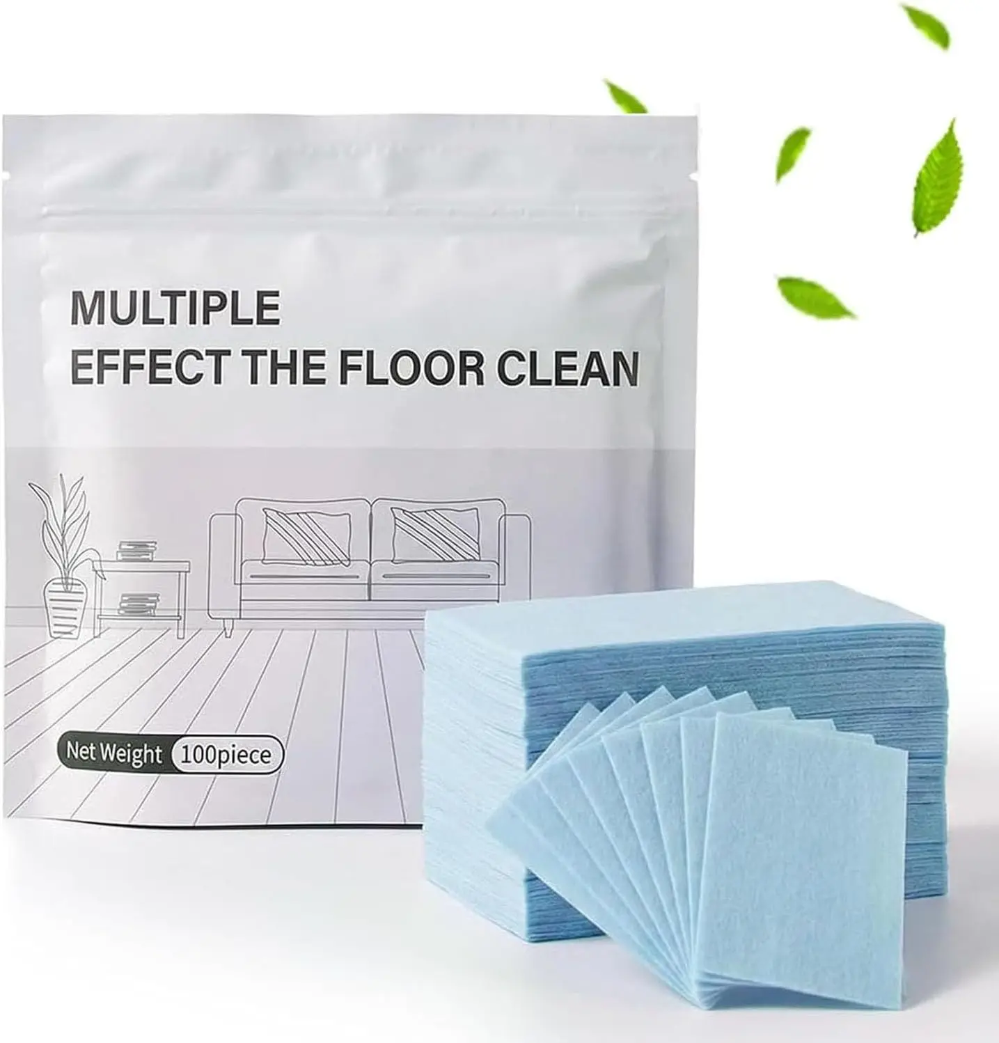 【MocaniUS】100 Pcs Multi-Effect Floor Cleaning Tablets - Antibacterial Deodorization Multi-Surface Floor Cleaner Sheets, Safe for Hardwood, Laminate, Tile, Vinyl & RV Walls, Streak-Free No Sticky Residue