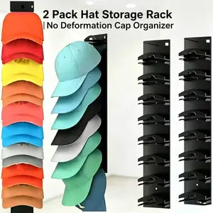 Stackable Baseball Cap Storage Holder, 2-Pack Durable Hat Organizer Holds Up to 20 Caps, Multilayer Hat Hanger for Door & Closet, Space Saving Bedroom Organizer, Ideal Father’s Day Gift for Cap Collectors