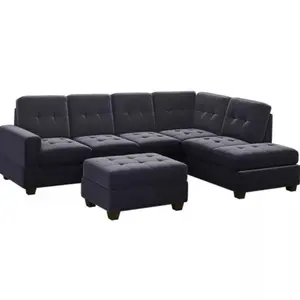 Modern L-Shaped Sectional Sofa with Reversible Chaise, Couch Set with Storage Compartments