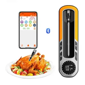 Smart Kitchen Thermometer Wireless 500ft Bluetooth BBQ Thermometer with Display, Heat Resistant 275℃, Digital Meat Thermometer for Oven, Grill, Rotisserie,