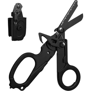 Foldable Trauma Shears with Black Holster, 6-in-1 Medical Shears for Emergency Rescue, Stainless Steel Trauma Shear Ideal for EMTs, Nurses, First Responders