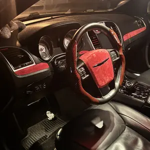 Carbon Fiber Pattern Glossy Steering Wheel Cover Set with Fiber-Optic Grip, Ergonomic 2-Piece Car Steering Wheel Insert Accessory Set, Car Accessories