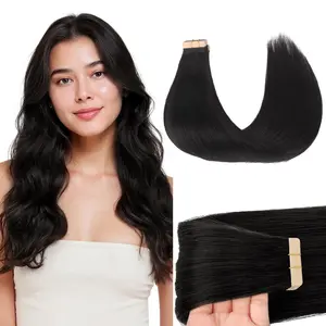 Gefily[14A] Full Shine Tape in Hair Extensions Natural Straight Human Hair 21 Pcs 50 Gram for Beauty Women