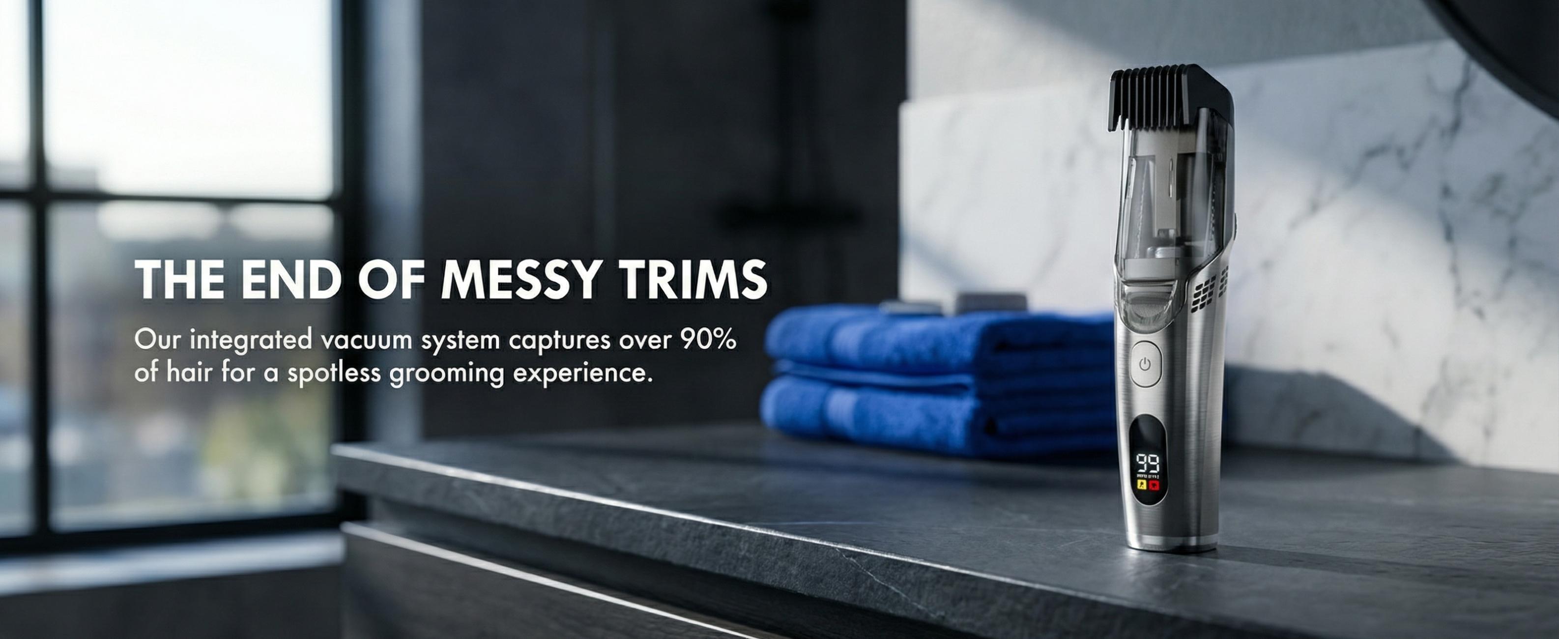 2026 Beard Trimmer for Men Vacuum Mustache Trimmer for Less Mess -IPX6 Waterproof- Rechargeable Electric Beard Cutting Kit with Adjustable Length Comb- Built-in Vacuum for Sideburns, Stubble