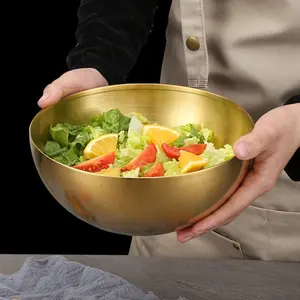 4Pcs Luxury Gold Stainless Steel Salad Serving Bowls，Multi-Purpose Kitchen Bowls for Fruit, Salad, Pasta and Baking, Tableware, Durable Kitchenware