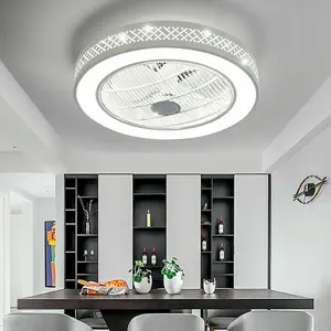 Ceiling Fan with Lights Remote APP Control, 20 Inch Flush Mount Ceiling Fan, Enclosed White Ceiling Fan with 6-Speed Wind (Reversible) and 3-Color Dimmable Smart Timing