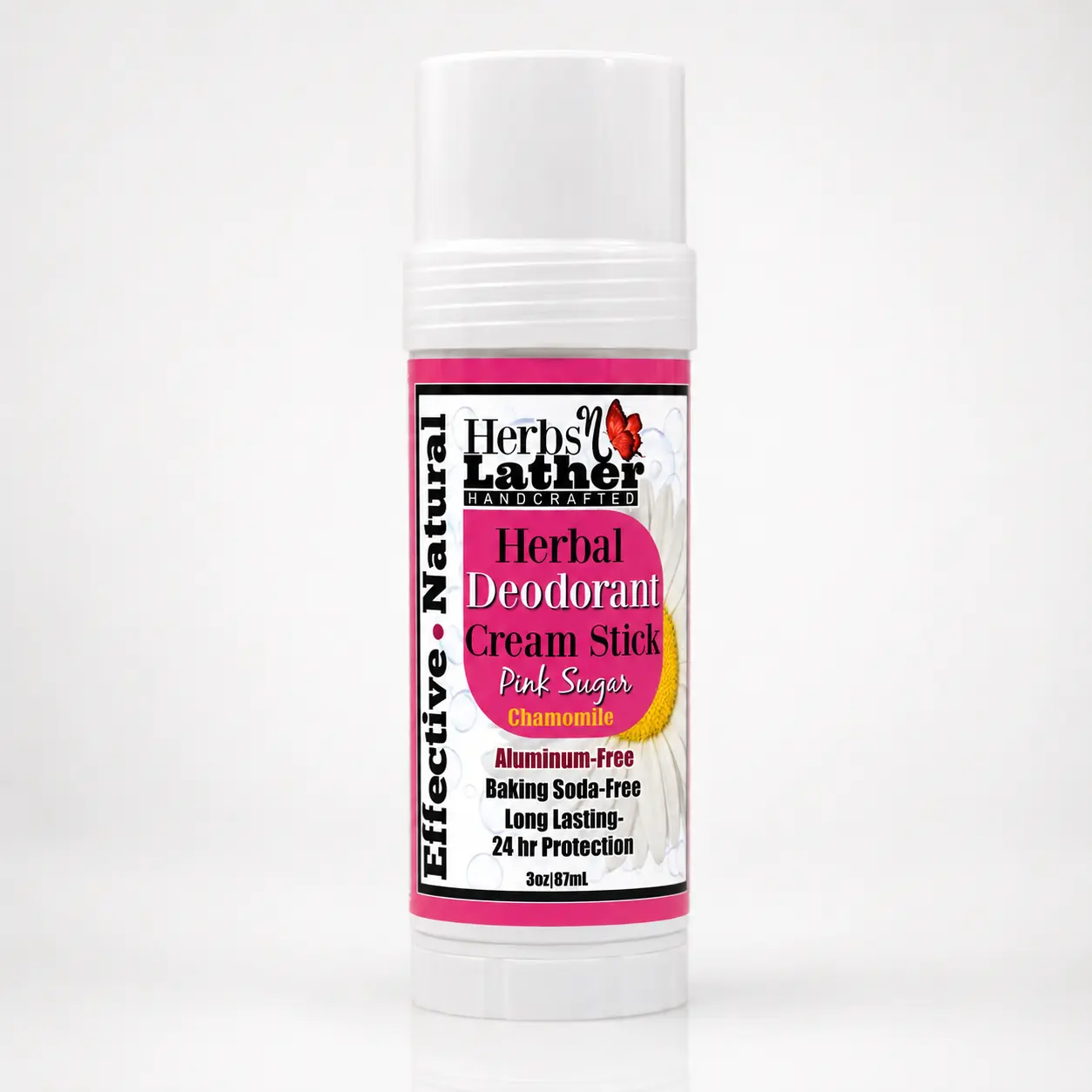 Pink Sugar Chamomile Herbal Deodorant Cream Stick | Aluminum-Free | Baking Soda-Free | Powerful Odor Control
