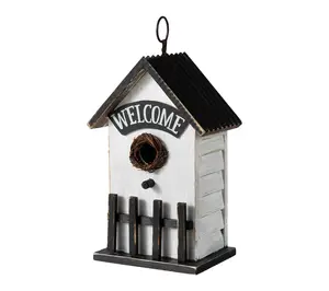 Glitzhome 11"H Solid Wood Fence Outdoor Garden Birdhouse