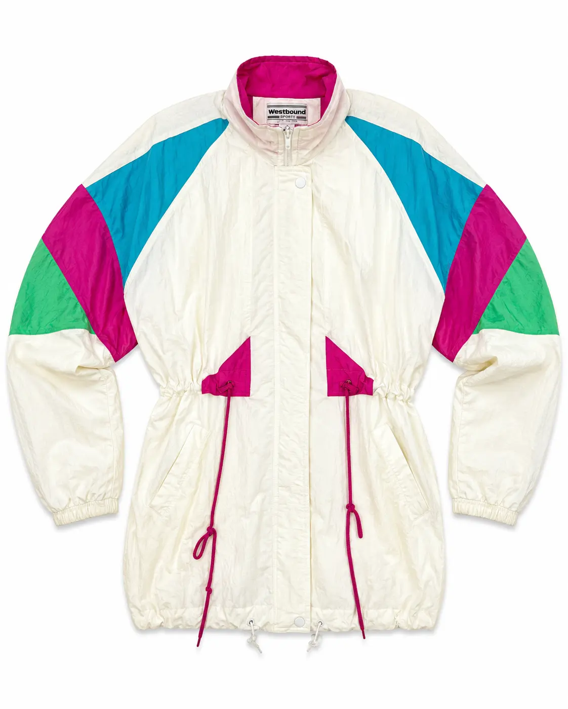 Westbound Cream/Colorblock 80s Mid-Length Windbreaker
