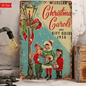2D Flat, Decorative Signs & Plaques 1pc 12x8 inch Vintage Christmas Carol Sign Aluminum Metal - Rustic Festive Scene Wall Decorations, Vintage 1958 Gift Guide Art, Durable Interior & Outdoor Home  Iron 8X12 Inch/20X30 Cm