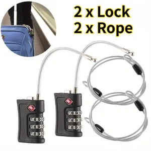 2 Pieces Combination Padlocks - Heavy-Duty Zinc Alloy Body & Cut-Resistant Steel Cable, 3-Digit Combination Lock for Travel Luggage, Gym Lockers, Bike Locks (Black) Travel Security Accessories - Home Improvement.
