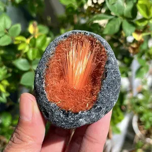 60-80g Magnetite Goethite Quartz Crystal Cluster ,Orange Ironstone Copper Ore Healing Mineral Specimens Reiki Home Decor