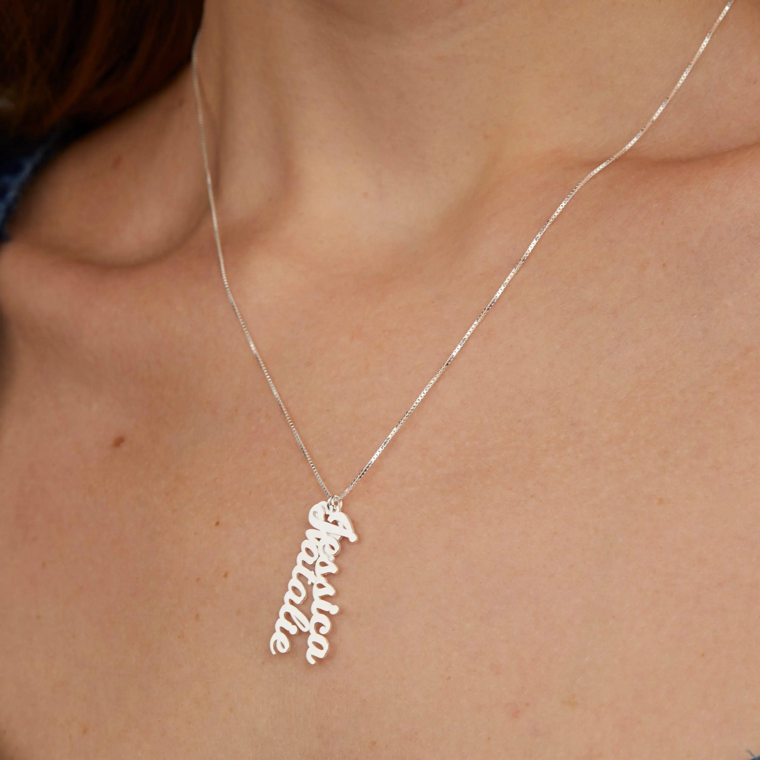 Multiple Vertical Name Necklace – Solid 925 Sterling Silver, Thick Real 18K Gold Plating – multiple vertical name pendant necklace, personalized jewelry, custom jewelry – Gift for Her, Mom & Best Friend, Mother's Day, Anniversary & Birthday