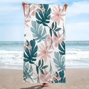 A Beach Towel Featuring a Leaf Pattern Design, Made of Extra- Microfiber, Highly Absorbent, Ideal for Travel, Swimming Pools, Diving, Surfing, Yoga, And Camping, Usable in Any Season